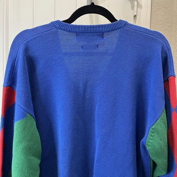 Pringle of Scotland Vintage V Neck Sweater Argyle Golf Style Cotton Mens Size L - Picture 7 of 9